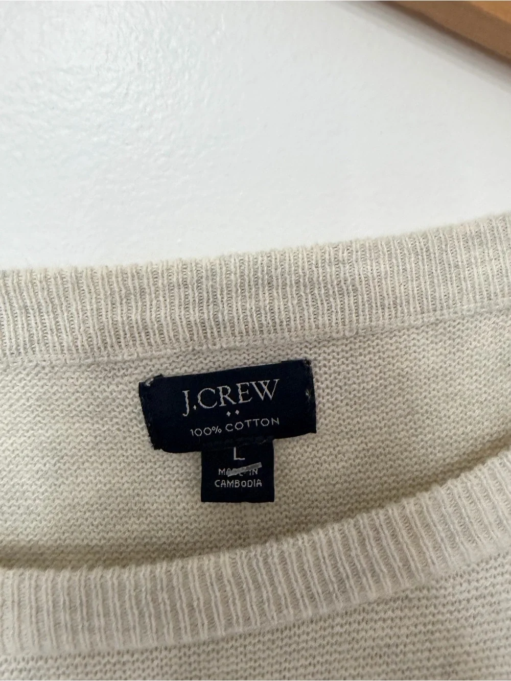 J.Crew 100% Cotton Lightweight Knit Crewneck Sweater Beige Women’s Large Classic